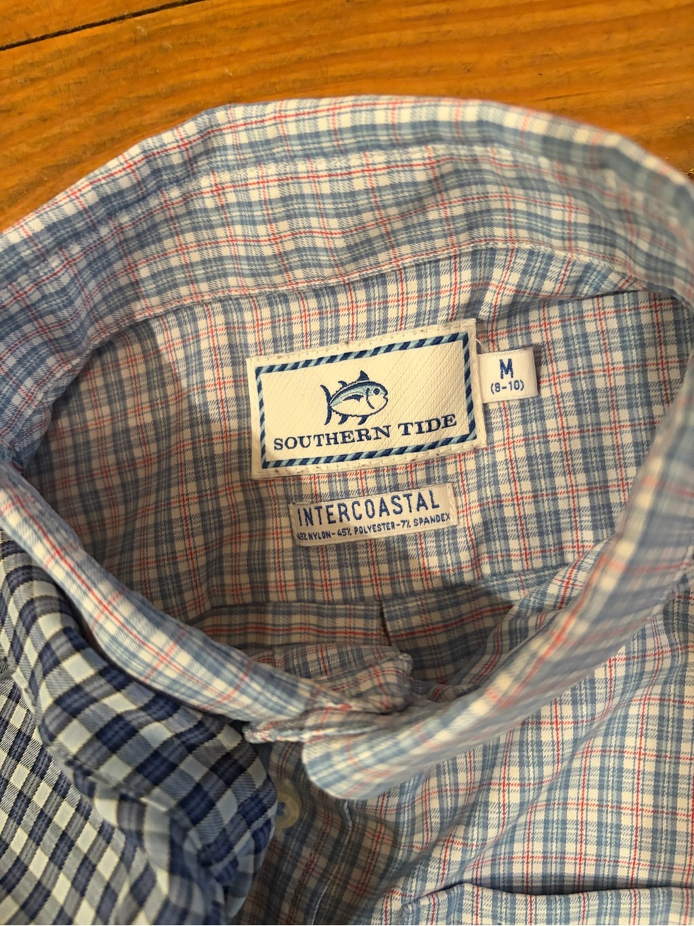Pair of Southern Tide Boy’s Button-Down Check Shirt - Navy & Light Blue - Picture 5 of 5